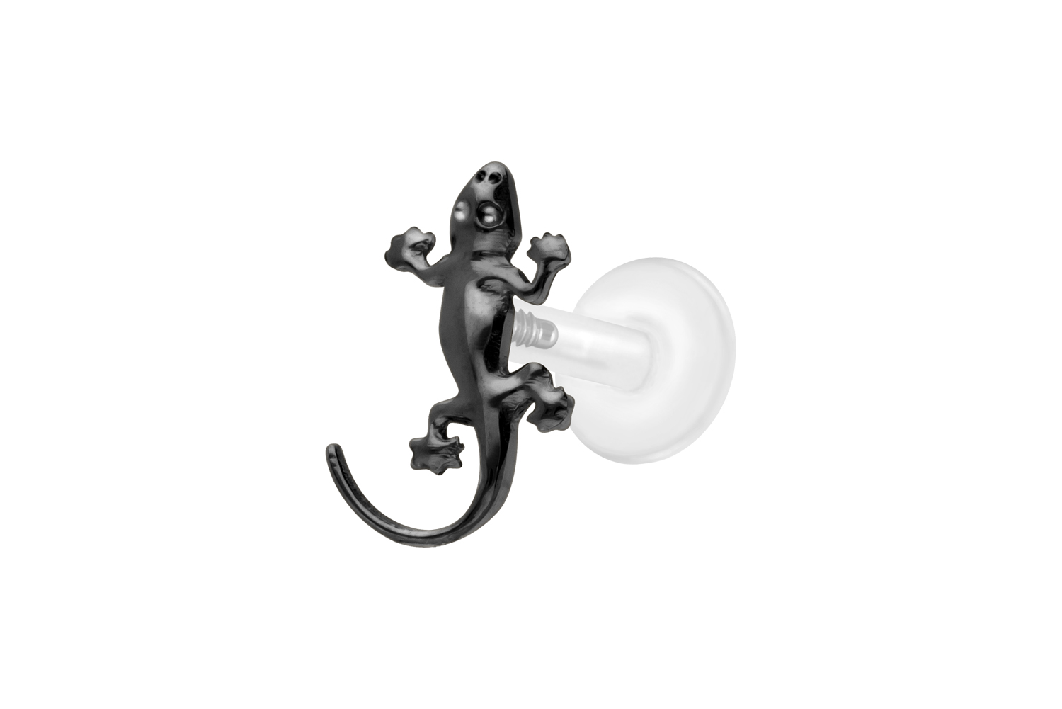 PTFE Labret Piercing mit Innengewinde + Titan-Aufsatz GECKO